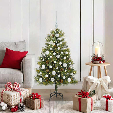 Vidaxl kunstmatige scharnier kerstboom met cones groen 120 cm