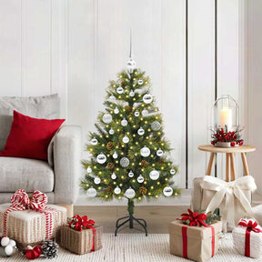Vidaxl kunstmatige scharnier kerstboom met cones groen 120 cm