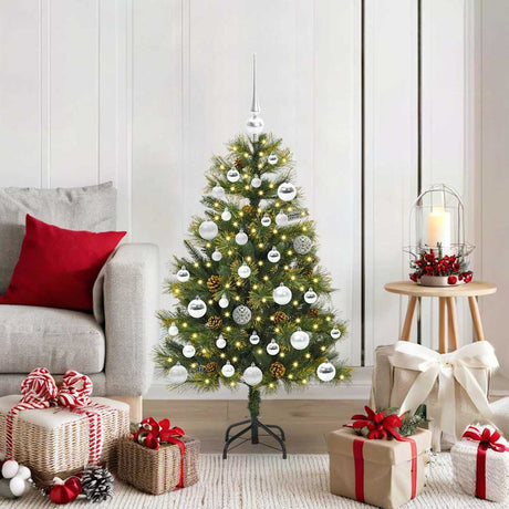 Vidaxl kunstmatige scharnier kerstboom met cones groen 120 cm