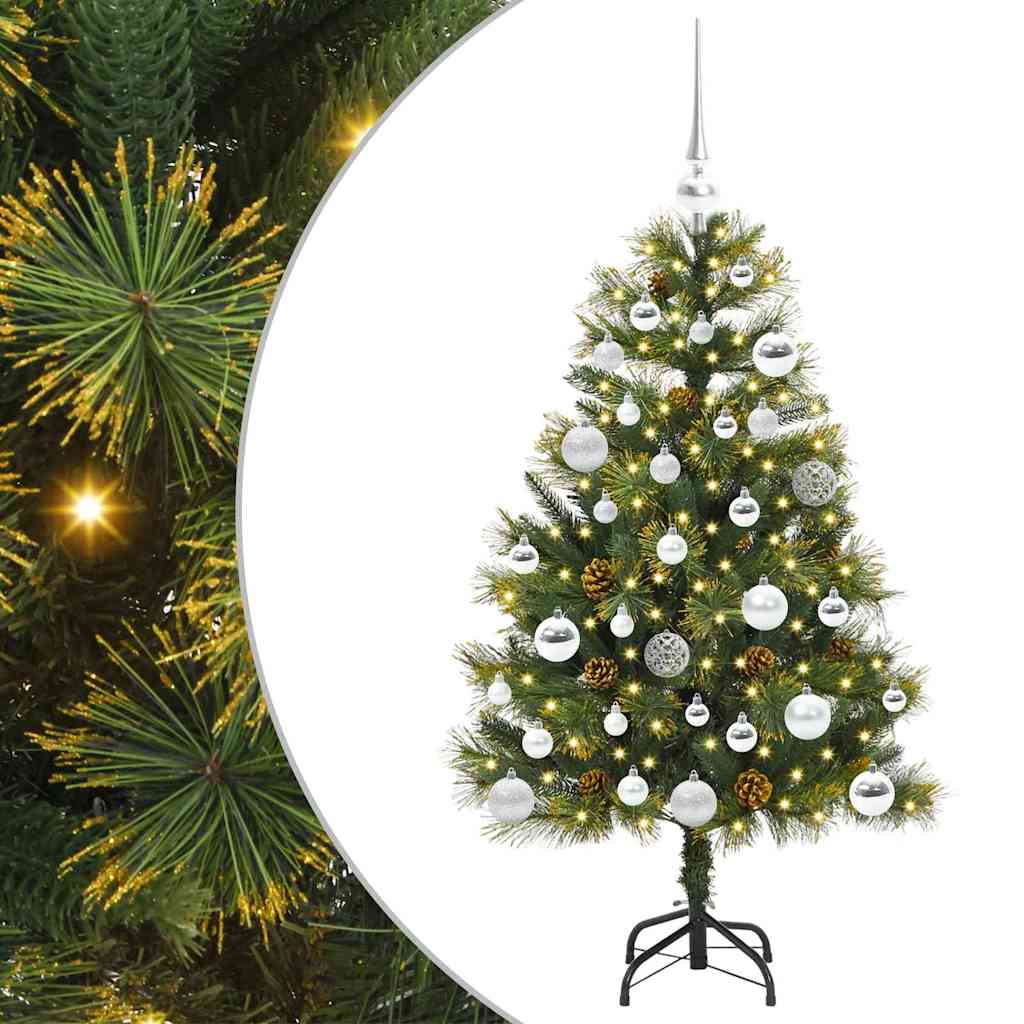 Vidaxl kunstmatige scharnier kerstboom met cones groen 120 cm