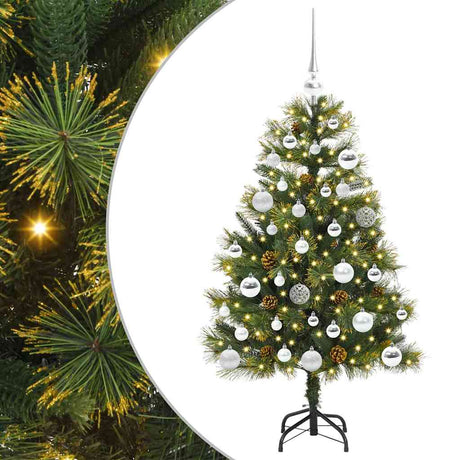 Vidaxl kunstmatige scharnier kerstboom met cones groen 120 cm
