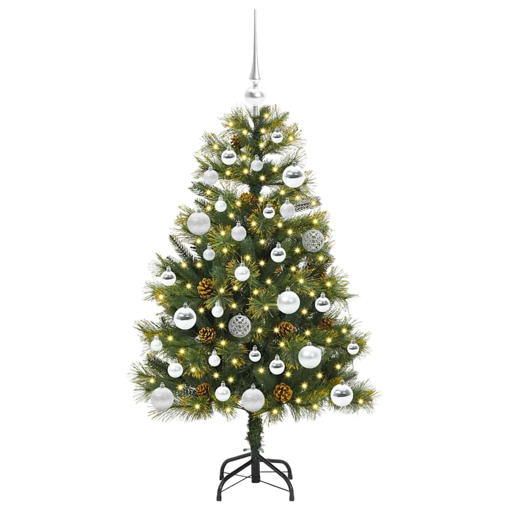 Vidaxl kunstmatige scharnier kerstboom met cones groen 120 cm