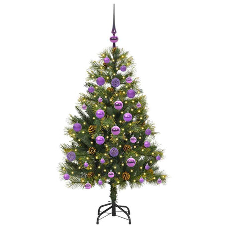 Vidaxl kunstmatige scharnier kerstboom met cones groen 120 cm