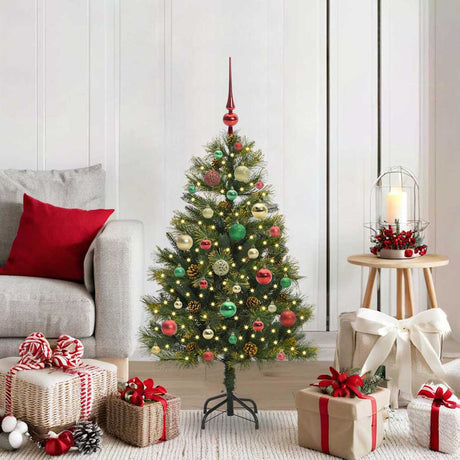 Vidaxl kunstmatige scharnier kerstboom met cones groen 120 cm