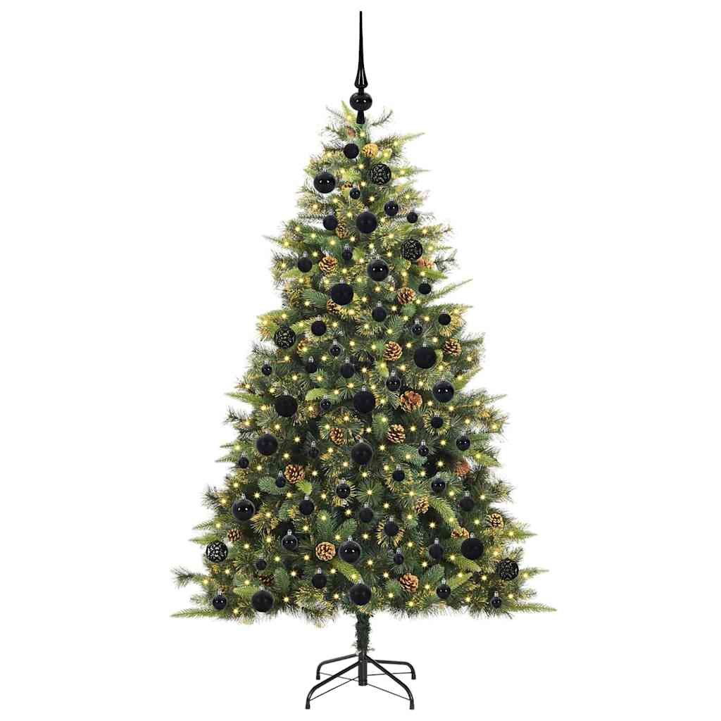 Vidaxl kunstmatige scharnier kerstboom met cones groen 180 cm