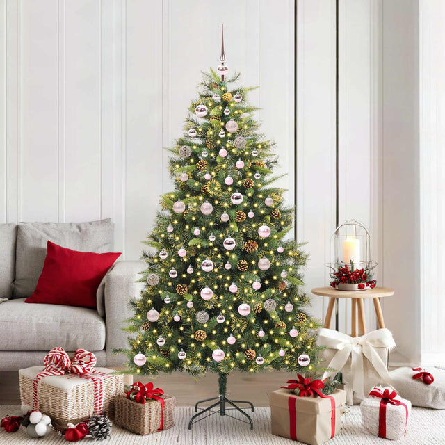 Vidaxl kunstmatige scharnier kerstboom met cones groen 180 cm