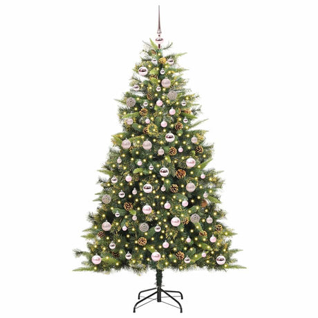 Vidaxl kunstmatige scharnier kerstboom met cones groen 180 cm