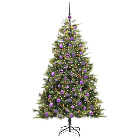 Vidaxl kunstmatige scharnier kerstboom met cones 300 led's warmwit