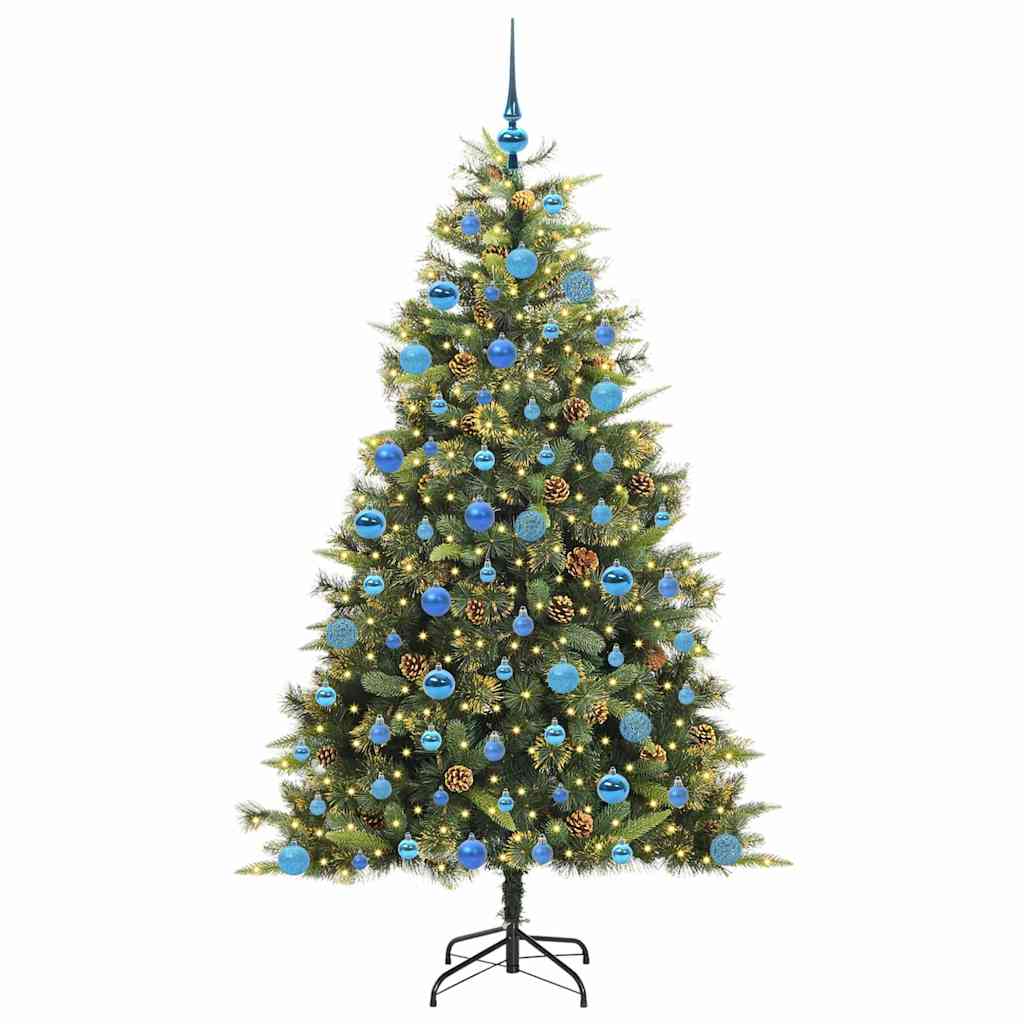 Vidaxl kunstmatige scharnier kerstboom met cones groen 180 cm
