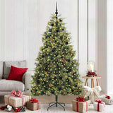 Vidaxl kunstmatige scharnier kerstboom met cones groen 210 cm