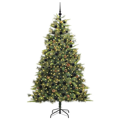 Vidaxl kunstmatige scharnier kerstboom met cones groen 210 cm