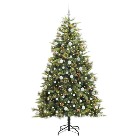 Vidaxl kunstmatige scharnier kerstboom met cones groen 210 cm