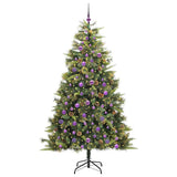 Vidaxl kunstmatige scharnier kerstboom met cones groen 210 cm