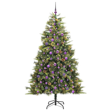 Vidaxl kunstmatige scharnier kerstboom met cones groen 210 cm