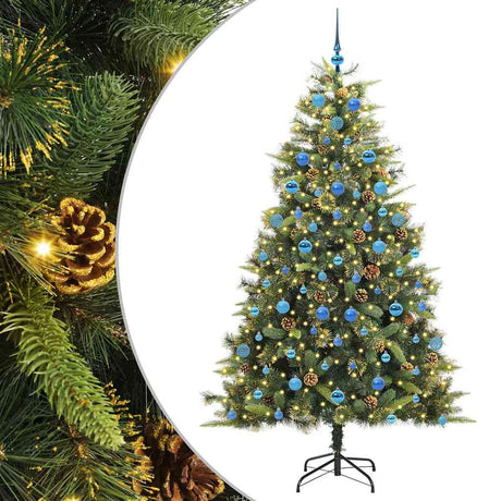 Vidaxl kunstmatige scharnier kerstboom met cones groen 210 cm