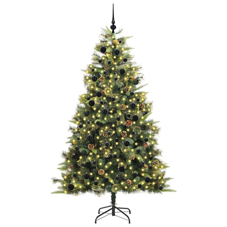 Vidaxl kunstmatige scharnier kerstboom met cones groen 240 cm