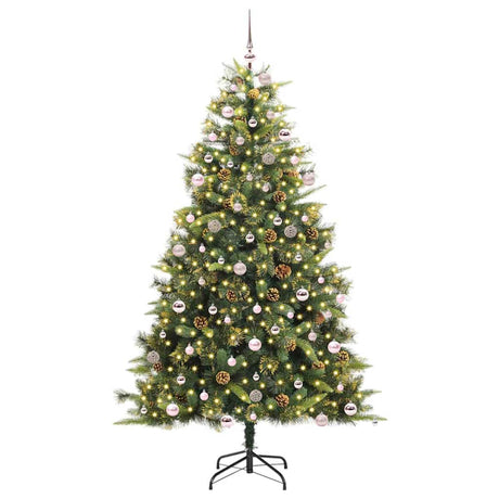 Vidaxl kunstmatige scharnier kerstboom met cones 300 led's warmwit