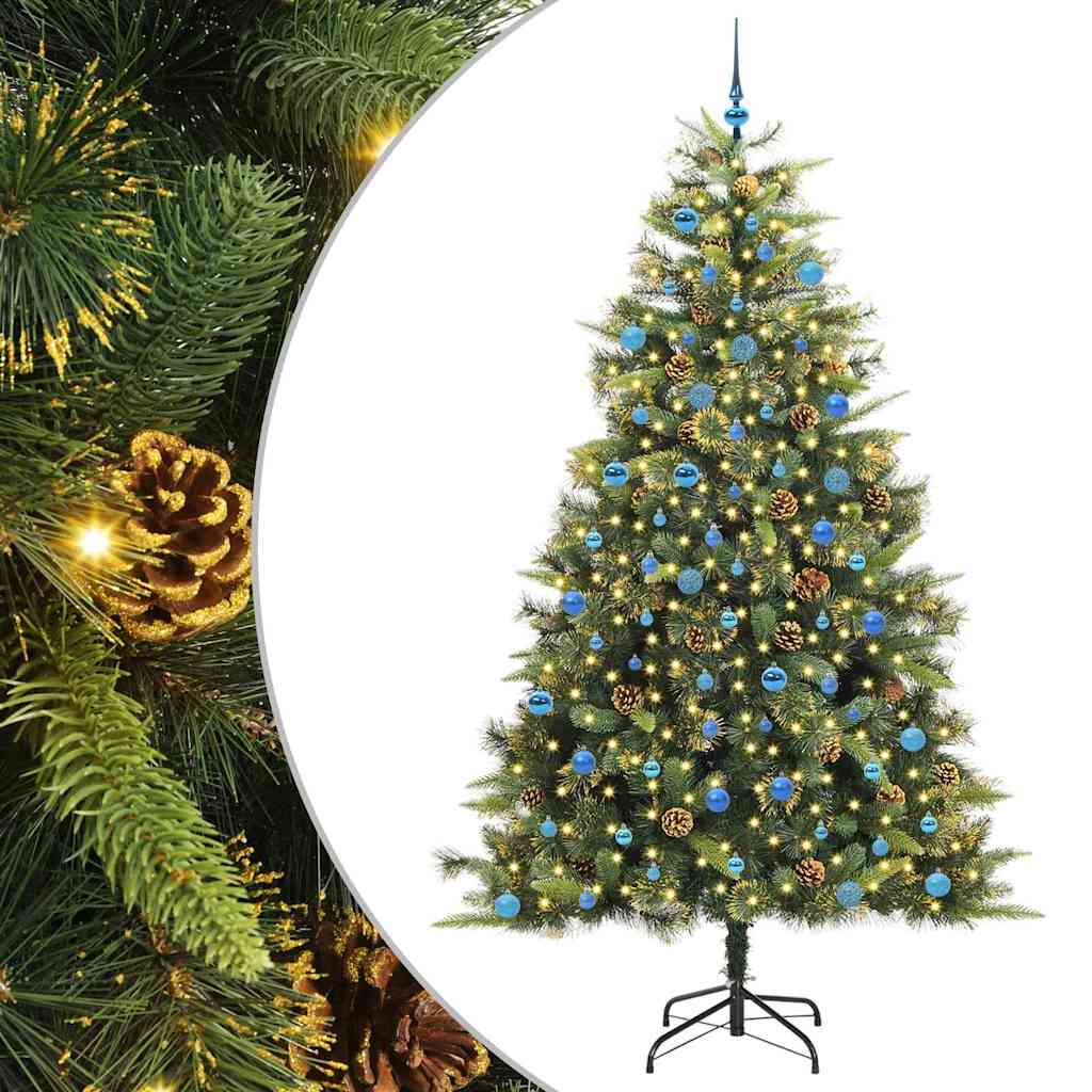 Vidaxl kunstmatige scharnier kerstboom met cones groen 240 cm