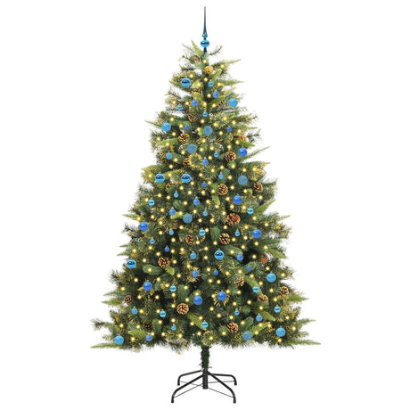 Vidaxl kunstmatige scharnier kerstboom met cones groen 240 cm