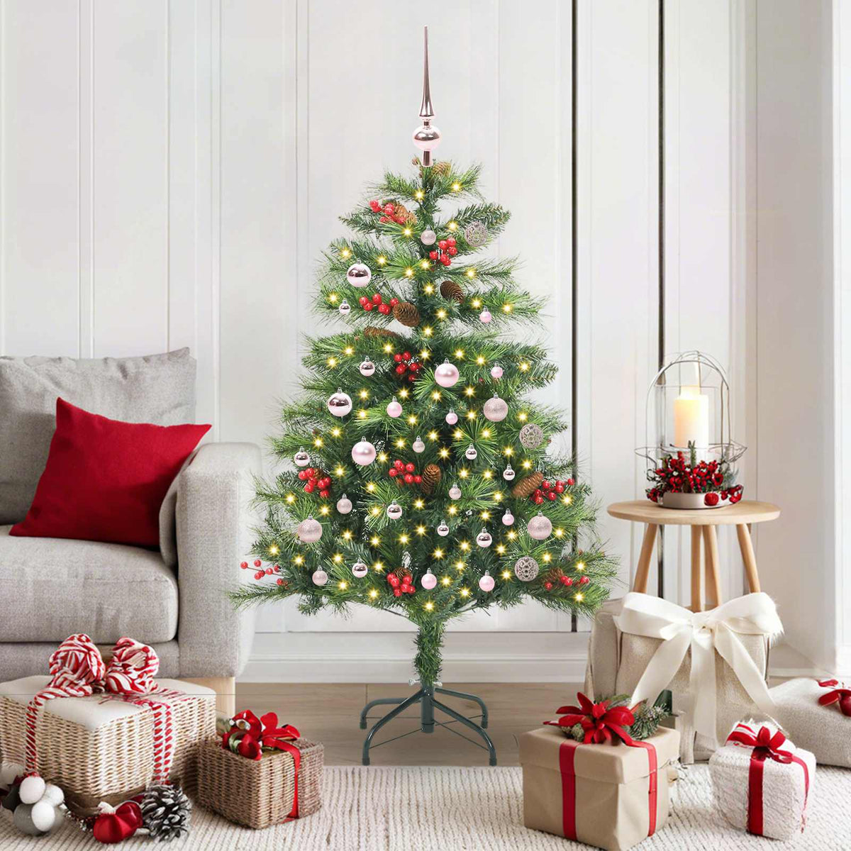 Vidaxl kunstkerstboom 150 led's warmwit pvc en metaal groen