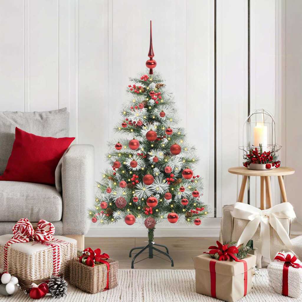 Vidaxl kunstkerstboom groen en wit 120 cm pvc en metaal en plastic