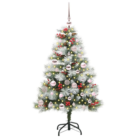 Vidaxl kunstkerstboom groen en wit 120 cm pvc en metaal en plastic