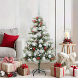 Vidaxl kunstkerstboom groen en wit 120 cm pvc en metaal en plastic