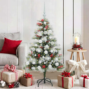 Vidaxl kunstkerstboom groen en wit 120 cm pvc en metaal en plastic