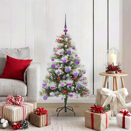 Vidaxl kunstkerstboom groen en wit 120 cm pvc en metaal en plastic