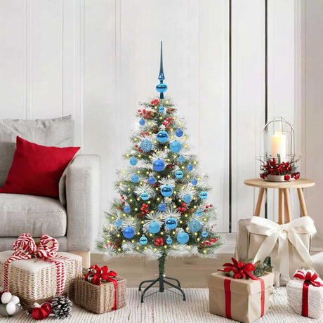 Vidaxl kunstkerstboom groen en wit 120 cm pvc en metaal en plastic
