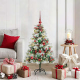 Vidaxl kunstkerstboom groen en wit 120 cm pvc en metaal en plastic