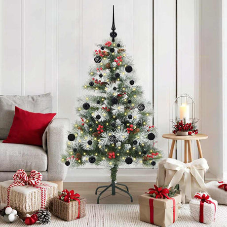 Vidaxl kunstkerstboom groen en wit 150 cm pvc en metaal en plastic