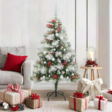Vidaxl kunstkerstboom groen en wit 150 cm pvc en metaal en plastic