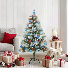 Vidaxl kunstkerstboom groen en wit 150 cm pvc en metaal en plastic