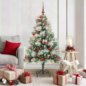 Vidaxl kunstkerstboom groen en wit 150 cm pvc en metaal en plastic