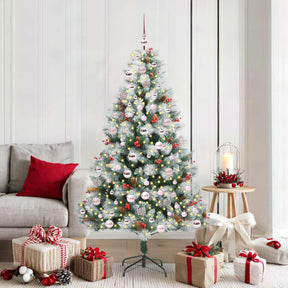 Vidaxl kunstkerstboom groen en wit 180 cm pvc en metaal en plastic