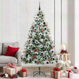 Vidaxl kunstkerstboom groen en wit 210 cm pvc en metaal en plastic