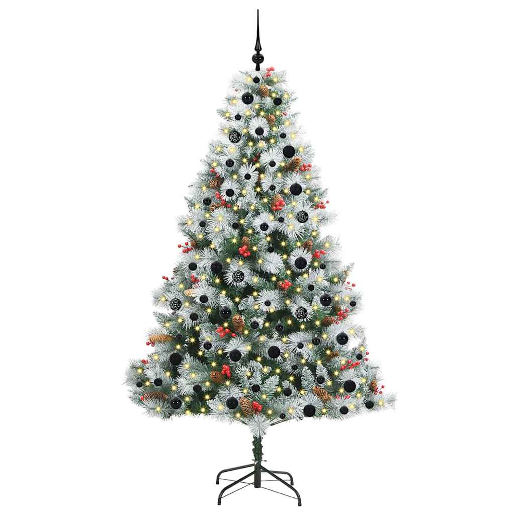 Vidaxl kunstkerstboom groen en wit 210 cm pvc en metaal en plastic