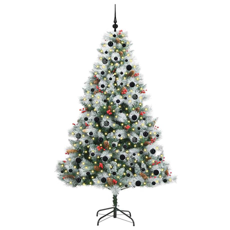Vidaxl kunstkerstboom groen en wit 210 cm pvc en metaal en plastic