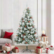 Vidaxl kunstkerstboom groen en wit 210 cm pvc en metaal en plastic