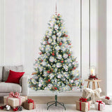 Vidaxl kunstkerstboom groen en wit 240 cm pvc en metaal en plastic