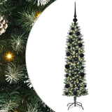 Vidaxl kunstmatige slanke kerstboom met 150 led groen en wit 120 cm