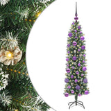 Vidaxl kunstmatige slanke kerstboom met 150 led groen en wit 120 cm