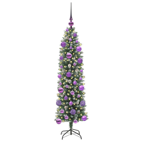 Vidaxl kunstmatige slanke kerstboom groen en wit 120 cm