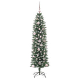 Vidaxl kunstmatige slanke kerstboom met 150 led groen en wit 150 cm