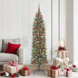 Vidaxl kunstmatige slanke kerstboom groen en wit 180 cm