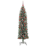 Vidaxl kunstmatige slanke kerstboom met 300 led groen en wit 180 cm