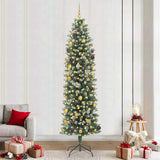 Vidaxl kunstmatige slanke kerstboom groen en wit 240 cm