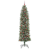 Vidaxl kunstmatige slanke kerstboom groen en wit 240 cm