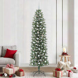 Vidaxl kunstmatige slanke kerstboom groen en wit 240 cm